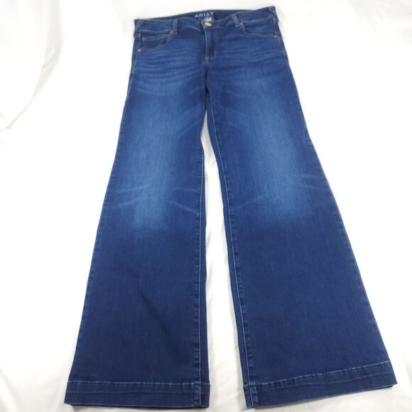 Ariat Straight Leg Button Zip Medium Wash Denim Jeans Womens Size 32R Blue - Picture 2 of 8
